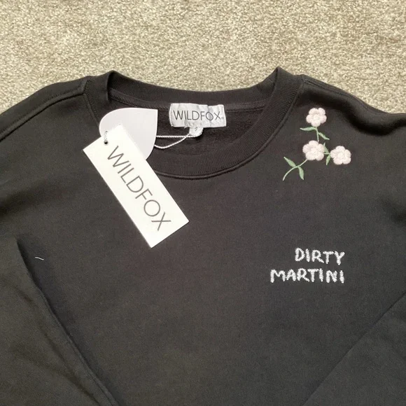 NEW Wildfox Dirty Martini Roadtrip Sweatshirt | Pirate Black Small - Picture 7 of 10